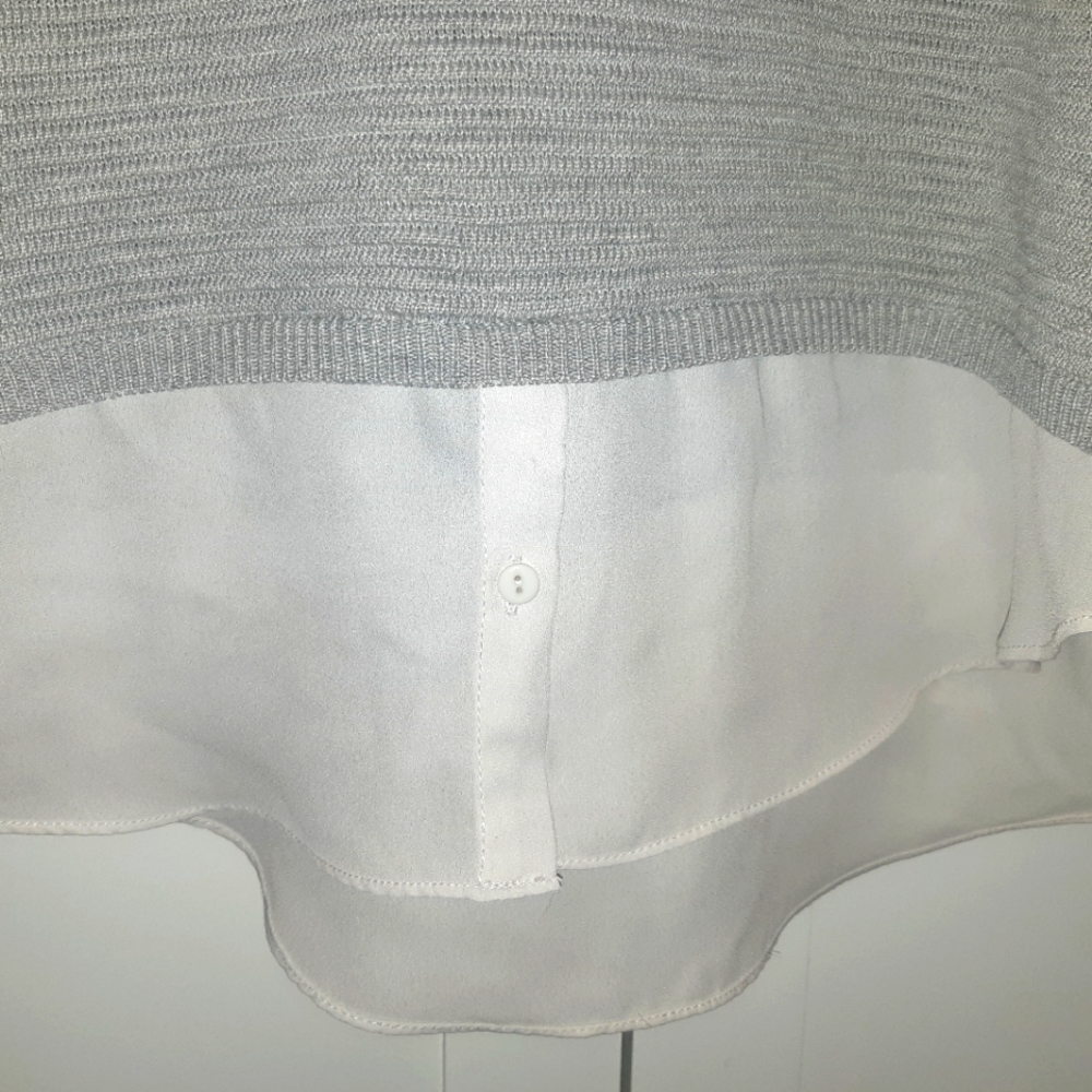 Grey & White Ribbed Fooler Sweater - Picture 7 of 8